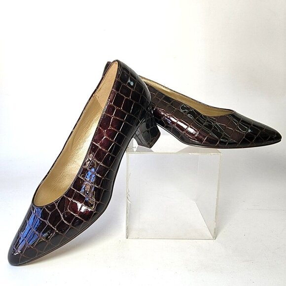 Naturalizer Block Heels  Pointy Toe Burgundy Heels Size 10 M - Picture 2 of 10